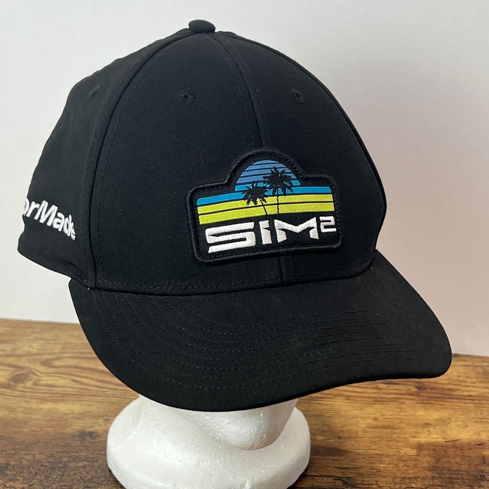 TaylorMade SIM2 Golf Hat Black Palm Tree Sunset Patch Snapback Cap Mens OSFA